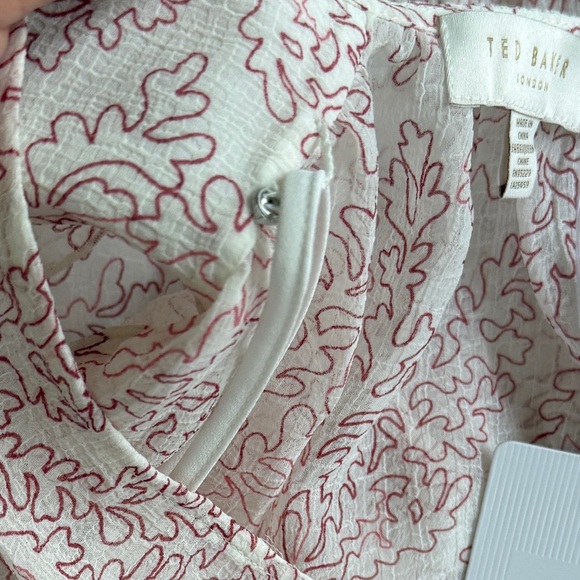 NWT Ted Baker Evelyna Printed‎ Ivory Pink Texture GGT V-neck Mini Dress 1 US 4 S - Picture 7 of 15